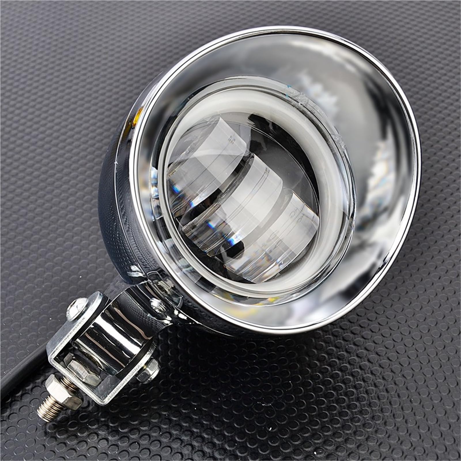 Faros Motocicleta Faro Delantero Retro 25W 4'' LED Antiniebla | 25W 4 ''cromo tipo bala motocicleta faro delantero Retro LED luz antiniebla para cruceros para helicópteros personalizados