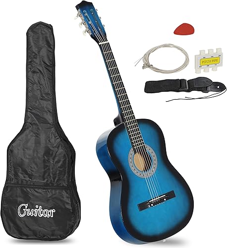 JungleA Guitarra acústica de 6 cuerdas de 38 pulgadas para principiantes amantes de la música para niños principiantes con bolsa de concierto,