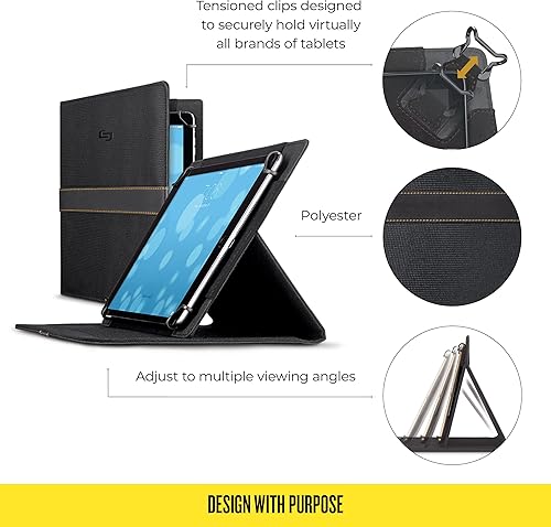 Vista 3 de Solo New York Metro Universal Fit Tablet/eReader Folleto, 5.5" a 8.5", Negro/Naranja, Negro -, Funda universal para tablet Metro