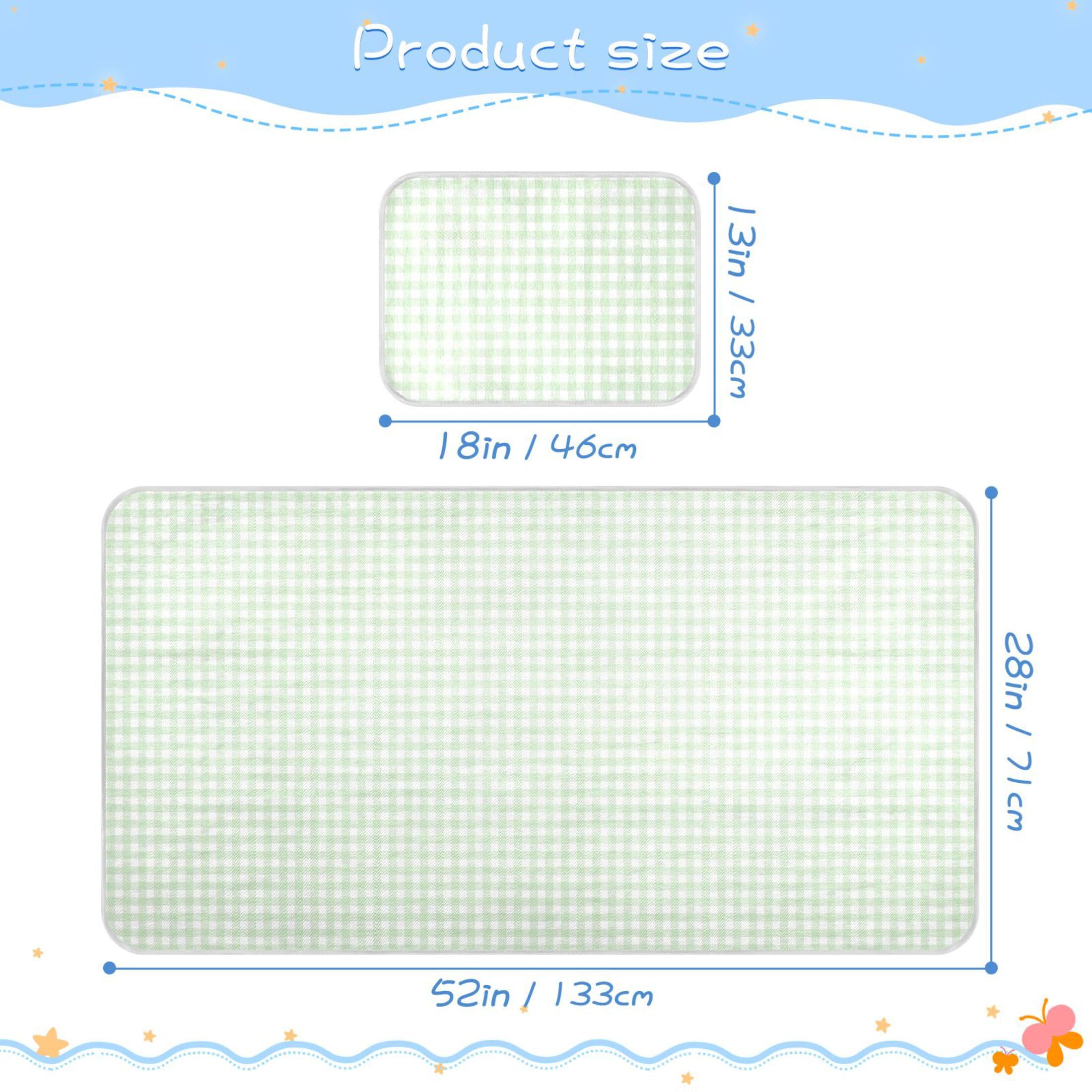 Takiito Green Gingham Checkered Baby Cooling Mattress Pad, Soft & Breathable Cooling Mat Keep Baby Cool in Summer 28x52 in, Nursery Essential