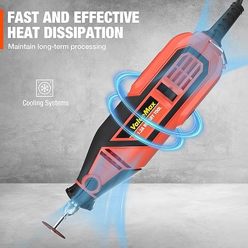 Miniatura 6 de ValueMax Kit de herramientas rotativas eléctricas, portabrocas sin llave, herramienta giratoria con cable de velocidad variable con 120 accesorios