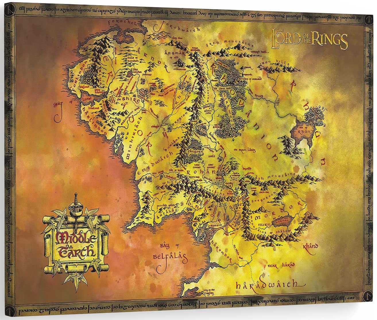 Amazon.co.jp: Pavaieics ロードオブザリング中つ国の地図 キャンバス