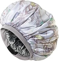 Vista 15 de CAPLORD Gorro de satén forrado para dormir, gorro de bambú para el cabello rizado natural para mujeres y hombres