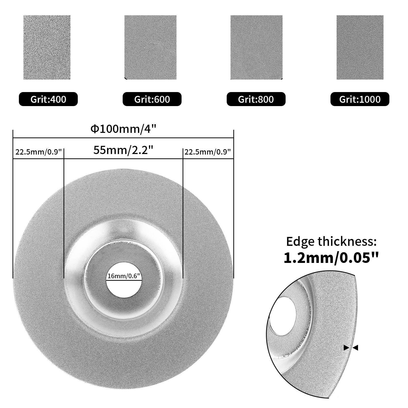 Muela de Diamante de 4 pulgadas for amoladora angular, disco de corte de vidrio y acero de tungsteno de alta precisión, 1 ud.(600)