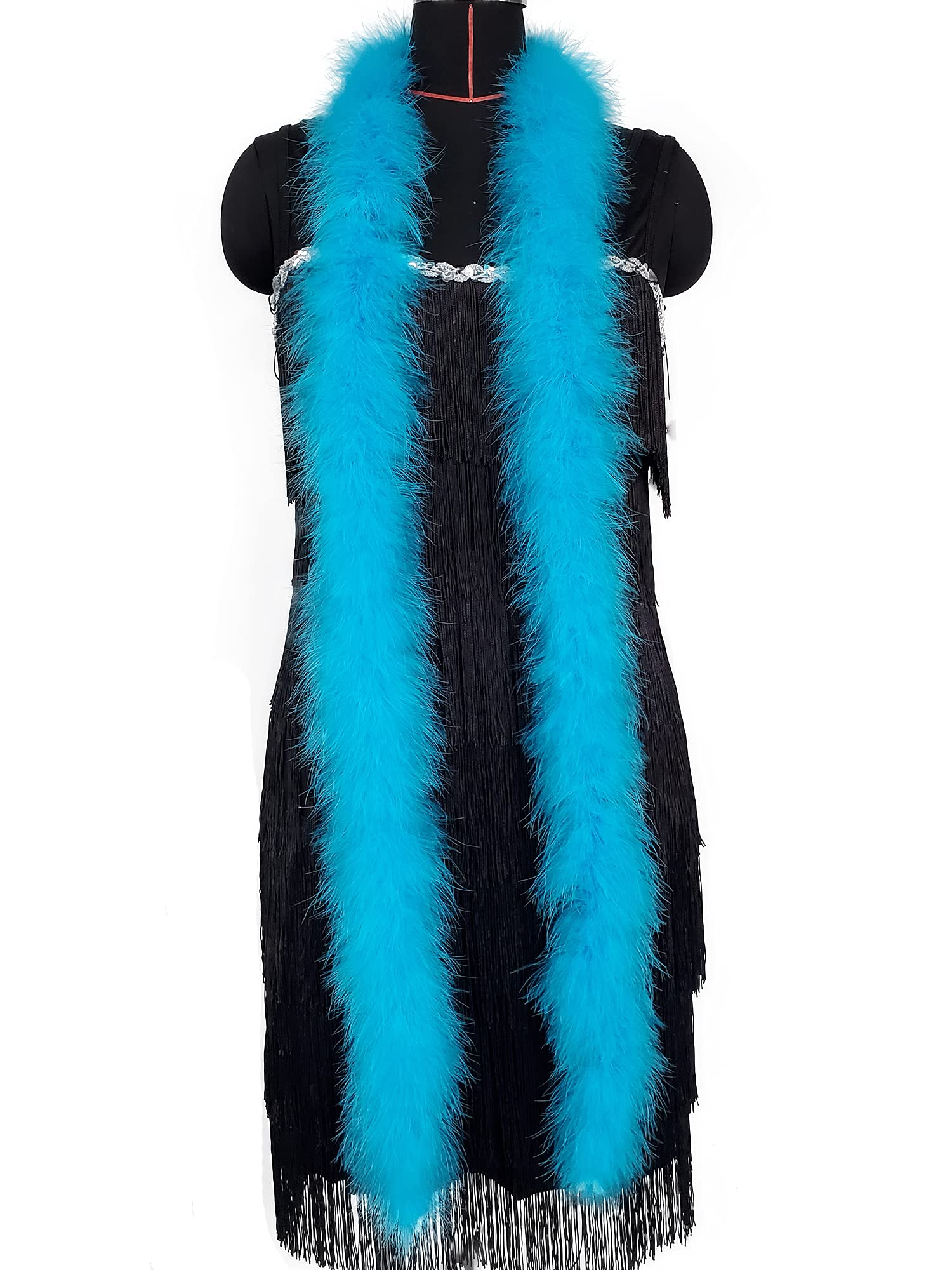 2 Yards 20g Fluffy Marabou Feather Boa for DIY Craft Sewing Trim Home Wedding Party Decoration-Blue