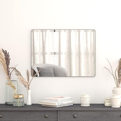 Miniatura 8 de Flash Furniture Susan - Espejo rectangular grande de pared, marco de metal negro, espejo de 22 x 30 pulgadas para baño, tocador, entrada, comedor y