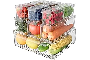 10 Pack Clear Fridge Organizer Bins with Lids