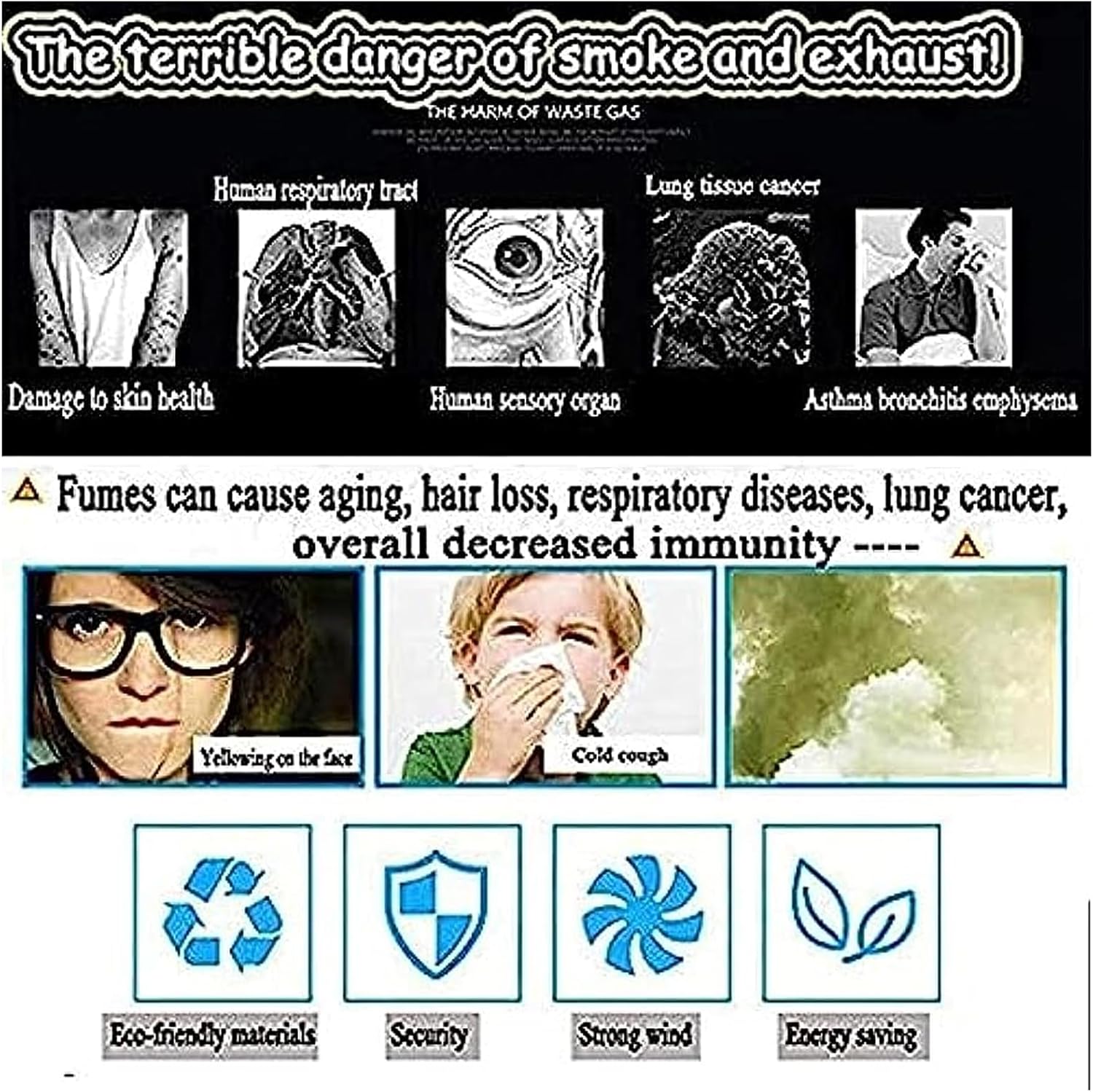 Chimney Fan 80W/100W/120W, Chimney Exhaust, Chimney Cowl Cap Low Noise Fan Household Chimney Induced Draft Fan for 13-20Cm Chimney Pipe,120W