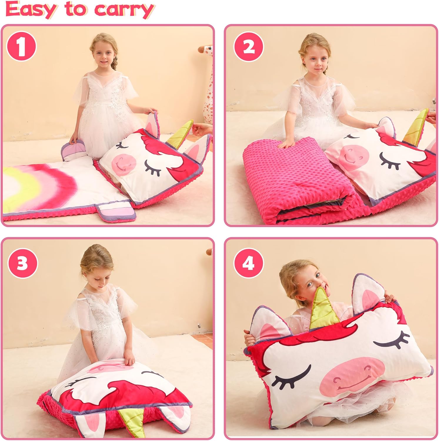 Wizland Sleeping Bag for Kids,Portable Daycare Nap Mat -61.8"×28.3" for 3 4 5 6 7 8