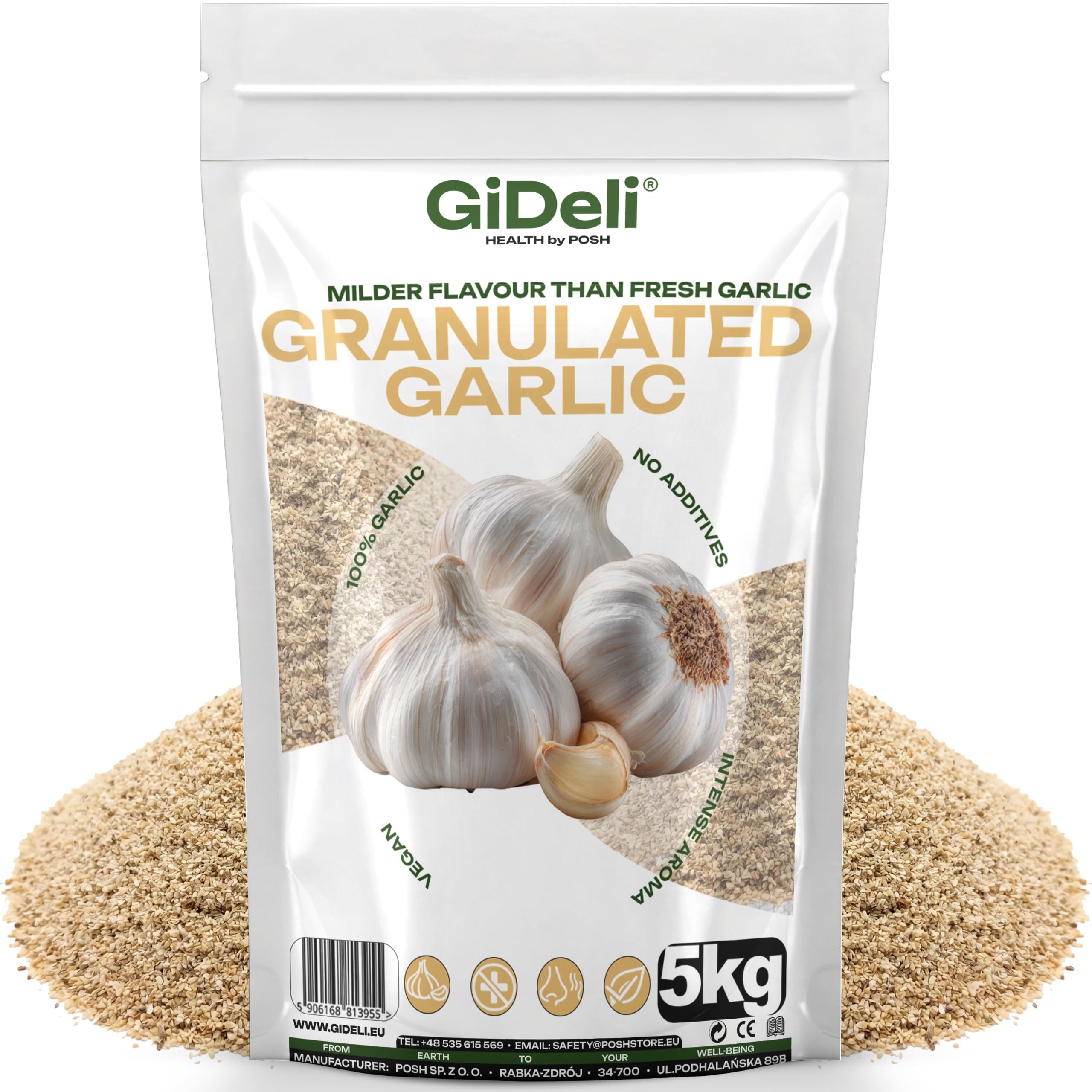 GiDeli Ail Semoule 5 kg - Granulés Séchés - Sachet Refermable