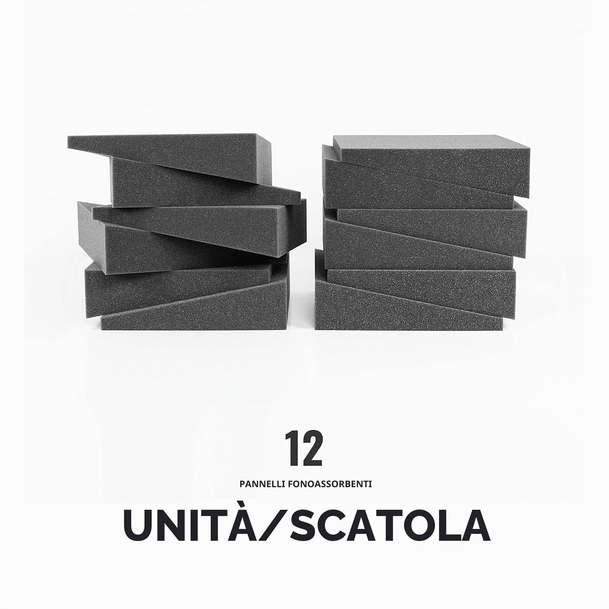 ACOUSPANEL Pannelli Fonoassorbenti Acustici, 30x30x8cm, Set di 12 Pannelli Insonorizzanti, Non Compressi, per Pareti e Soffitti, Ideali per Home Theatre, Studi di Registrazione e Sale Conferenze