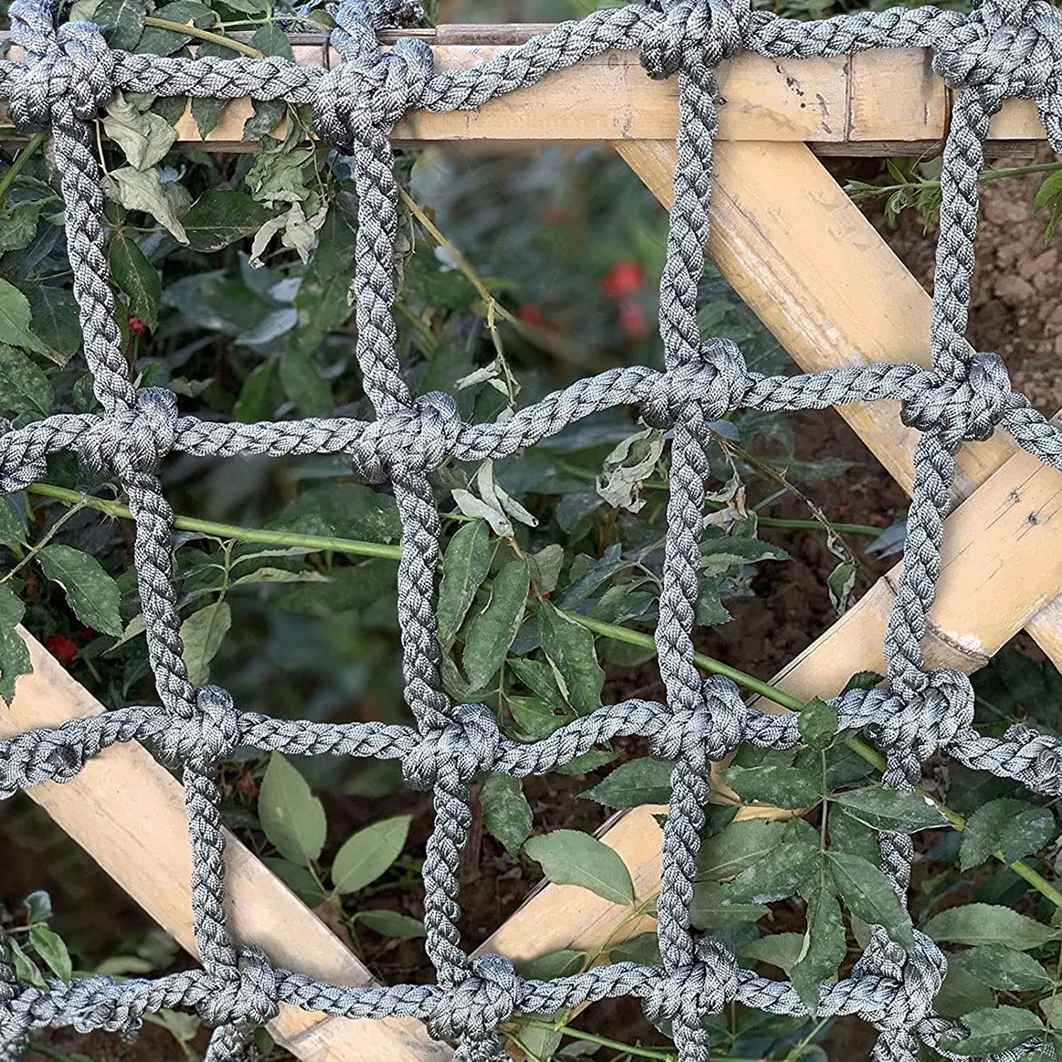 Siatka do wspinaczki z poliamidu z drabinką dla dzieci, bezpieczna w pomieszczeniach i na zewnątrz, nadaje się również jako strefa dla zwierząt domowych i podpórka dla roślin (300 x 400 cm