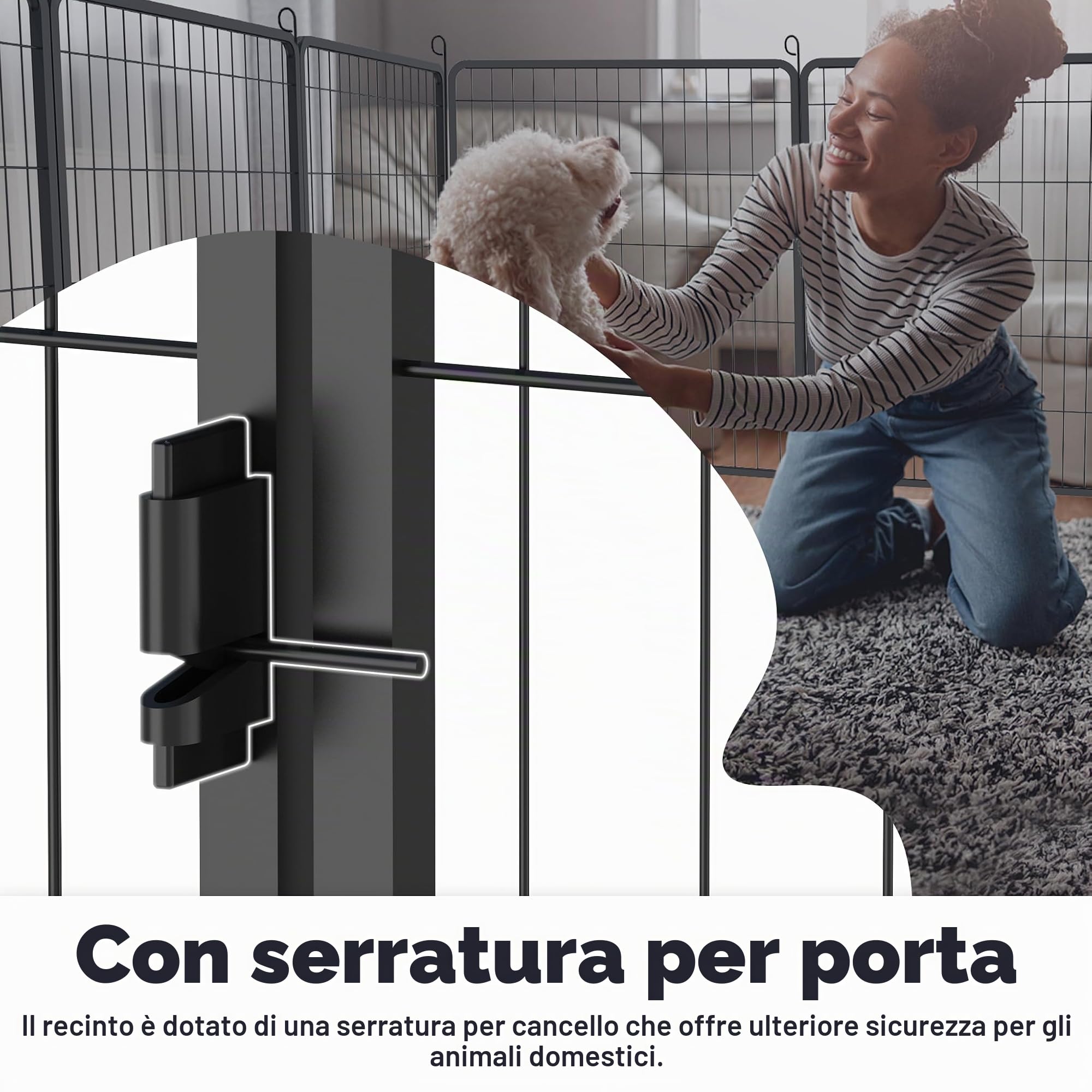 UISEBRT Recinzione per cuccioli con porta, box per cani, flessibile, pieghevole, per cani, gatti, cuccioli, conigli (65 x 80 cm, 12 pezzi)
