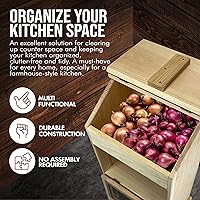 Vista 5 de Peaceful Classics Contenedores de almacenamiento de pan de madera, contenedor decorativo de almacenamiento de papas y cebollas, papelera de papa