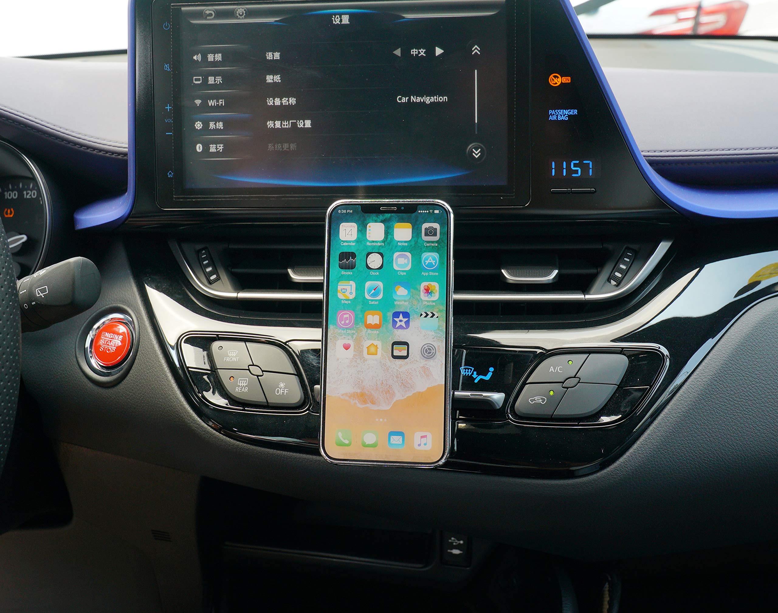 Beerte Uchwyt samochodowy na telefon, pasuje do toyoty CHR 2018, uchwyt na telefon mocowany do wylotów powietrza, pasuje do smartfonów, stop, magnetyczny