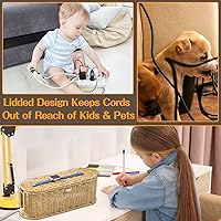 Vista 7 de FairyHaus Cable Management Box 2Pack Caramel, Handwoven Large and Small Cable Organizer Box Cover to Hide Cords and Power Strip, Imitation Wicker