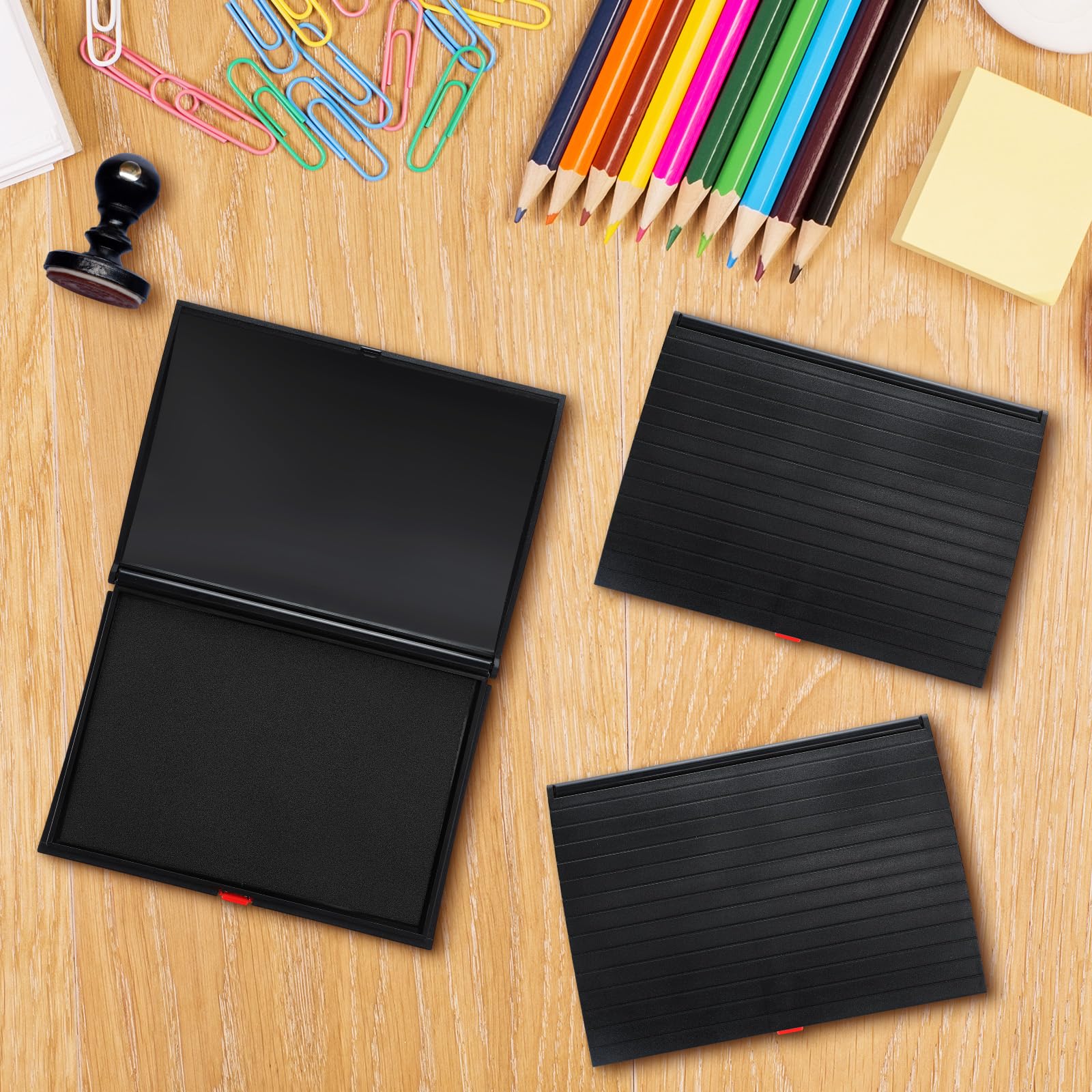 Mooliwe 3 almohadillas de tinta extra grandes de 5 x 7 pulgadas, almohadilla de tinta negra de alta calidad, almohadilla de tinta de sello de goma para oficina y hogar