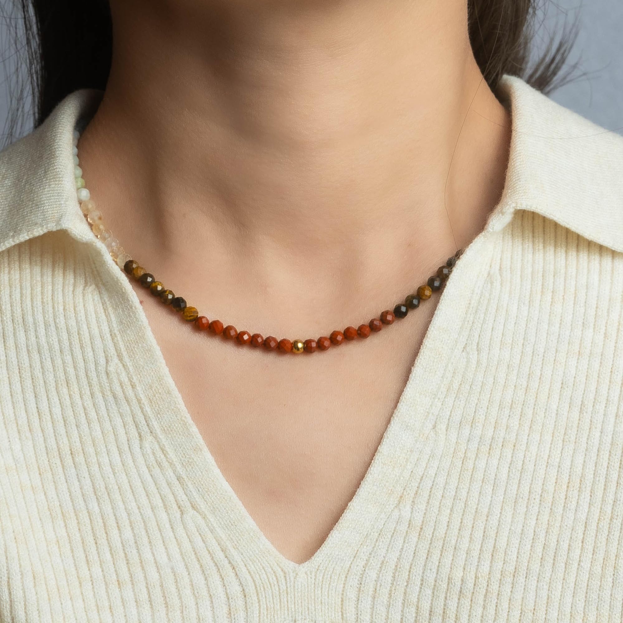 BERGERLIN 7 Chakra Naturstein Perlenkette Damen Herren, bunt, vergoldet | Jeder Naturstein in Deutschland geprüft & zertifiziert, inkl. offiziellem Echtheitszertifikat.