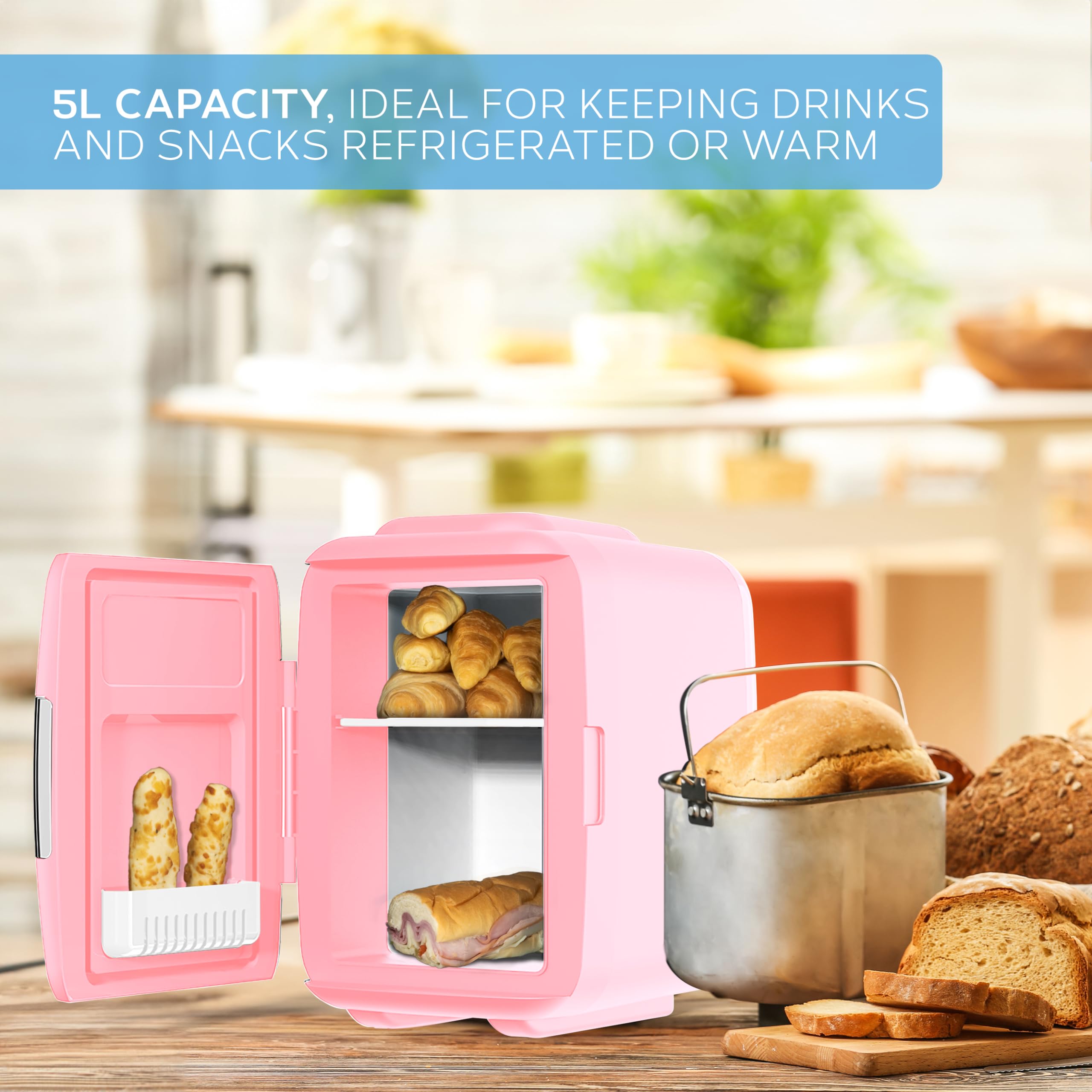 Body Escape Mini Beauty Fridge for Skincare - Birthday Gifts for Her - Retro, Portable, Compact and Quiet Small Fridge for Makeup - 5L - Pink Mono