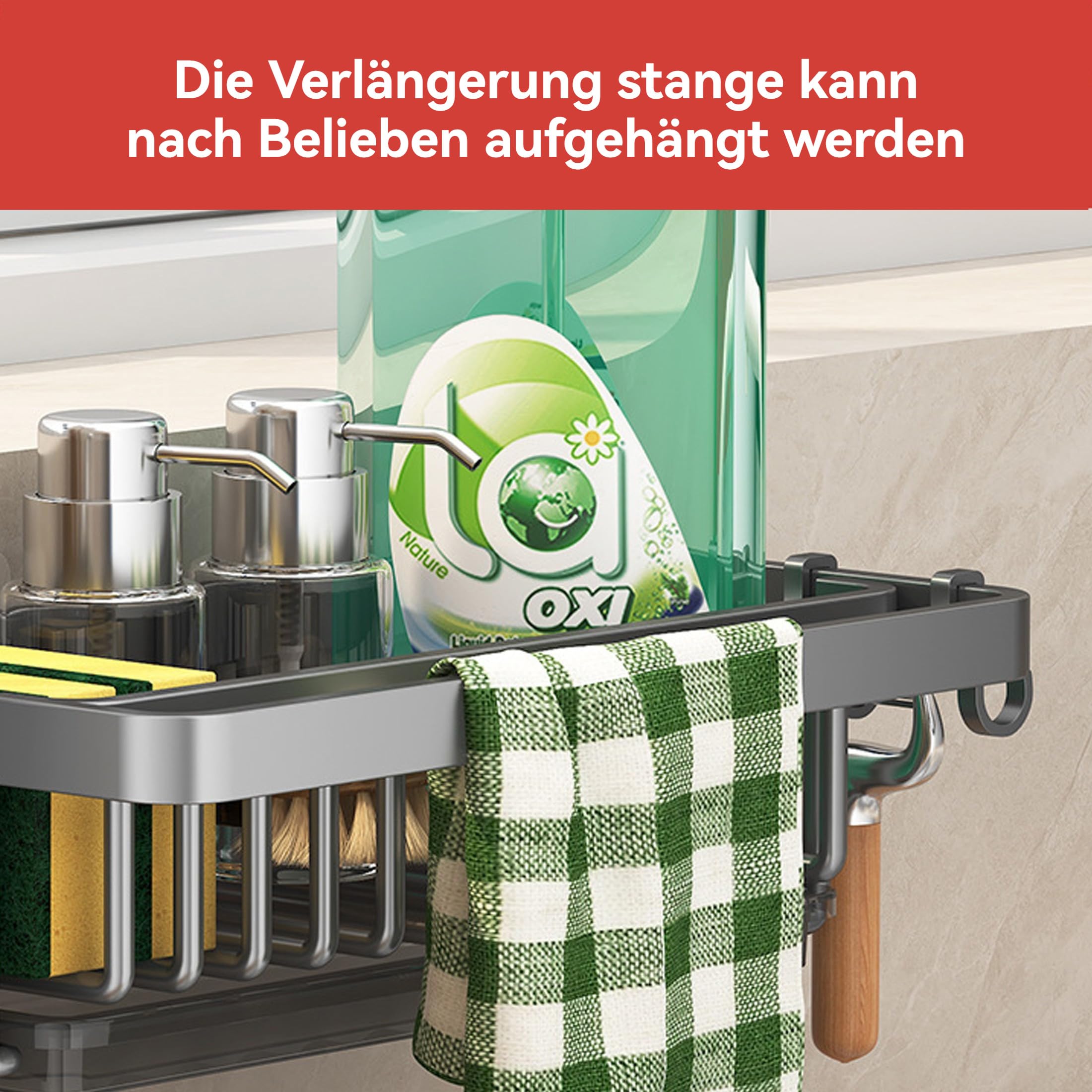 Spülbecken Organizer, Küchen Organizer, Utensilien Korb für Küche & Badezimmer, Waschbecken Organizer Schwammablage Küchen Küche Spüle Organizer für Küchenzubehör Schwamm/Bürste/Spülseife(W02)