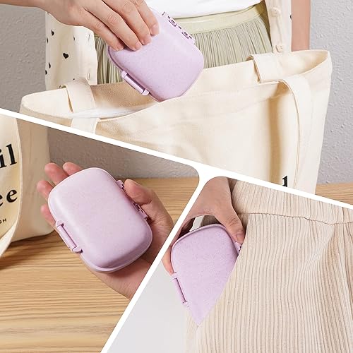 Miniatura 8 de Pastillero de viaje  Pastillero diario portátil con 8 compartimentos, contenedor de píldoras, organizador de medicamentos, dispensador de píldoras,