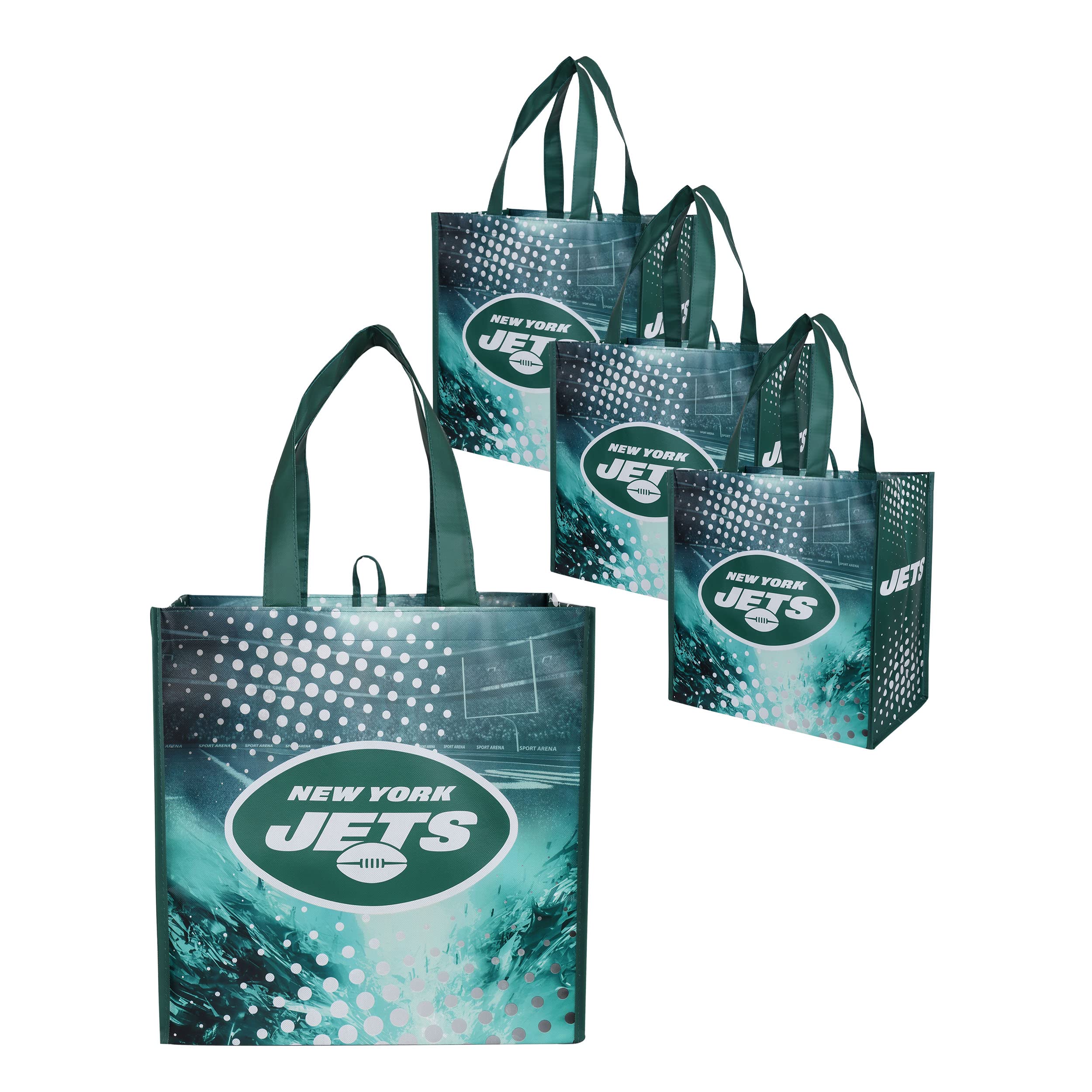 FOCO NFL unisex-adult Nfl Team Logo 4-pack Reusable Grocery Shopping Bags Totes