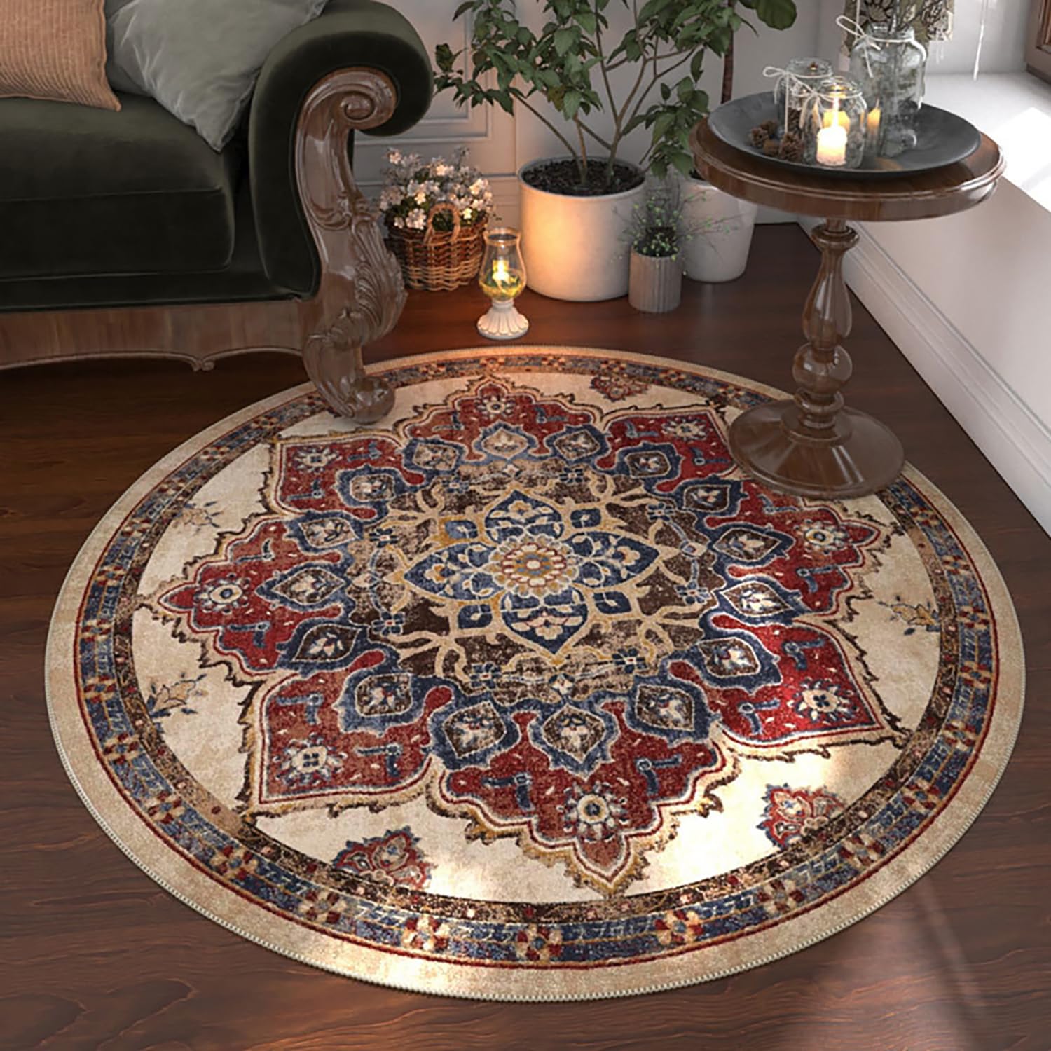 Tapis rond salon antidérapant pour protéger le sol de la salle