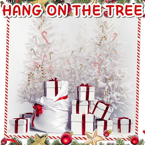 Miniatura 10 de 120 piezas de decoraciones de bastones de caramelo de Navidad, dulces falsos, suministros de manualidades, adornos de menta para Navidad, accesorios