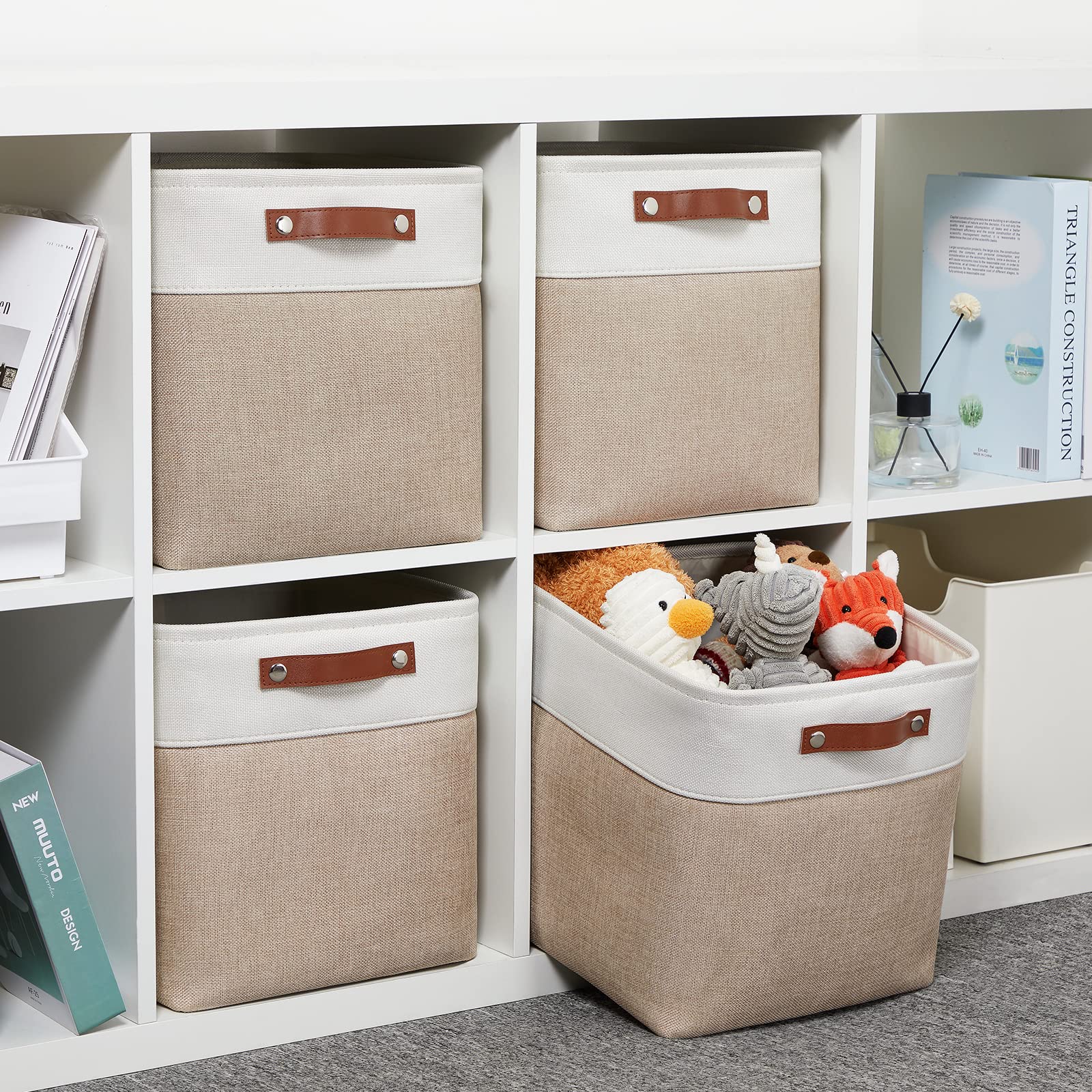 DULLEMELO 11x11 Collapsible Storage Cubes - Fabric Bins With Handles For Shelves, Closet & Home Organization