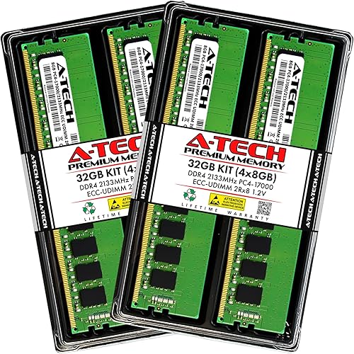 A-Tech 32GB Kit (4x8GB) RAM for Supermicro Super X11SAT-F, X11SCL-F, X11SSD-F, X11SSH-F, X11SSM-F, X11SSW-4TF, X11SSW-F  DDR4 2133MHz PC4-17000 ECC