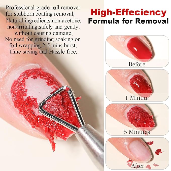 LOUINSTIC 3-in-1 Gel Nail Remover Kit – Gel Nail Polish Remover, Liquid Latex Peel-Off Tape, Cuticle Oil for Nails & Manicure Tools – Acetone-Free, Low Odor, Removes Gel en 2–5 Min, Sin Foil miniatura 3