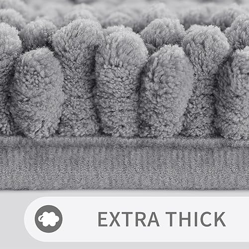 Miniatura 4 de YimobraLuxuryChenilleShaggyBathroomRugSet,2PackSoftFluffyPlushBathMat,ExtraThick,Non-Slip,WaterAbsorbent,MachineWashable,BathMatsforBathroom(Grey,20"x32"+17"x24