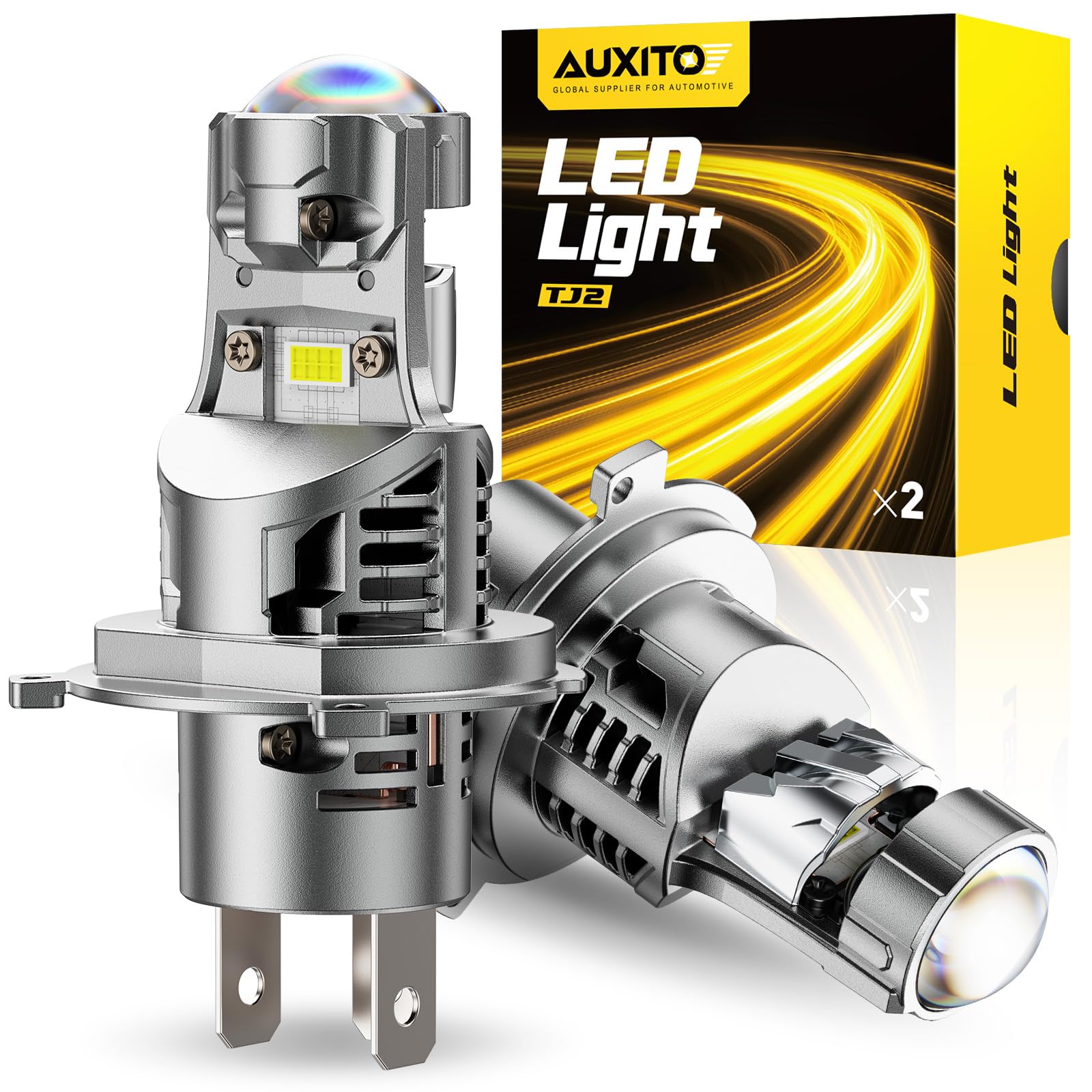 AUXITO 9003 LED Bulb, 30000LM Brightness 6500K White, Plug-N-Play, 60000+ Hour Lifespan, Canbus Ready, 99% Compatibility, 2PCS