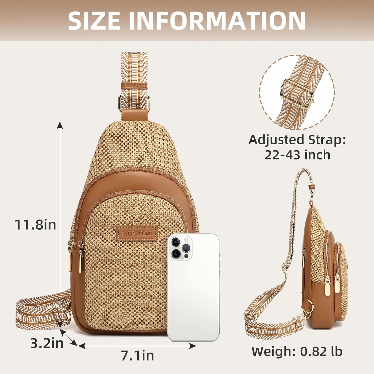 Straw Sling Bag Small Straw Crossbody Bag Woven Summer Purses for Women RFID Sling Chest Bag with Card Slots & Adjustable Strap thumbnail