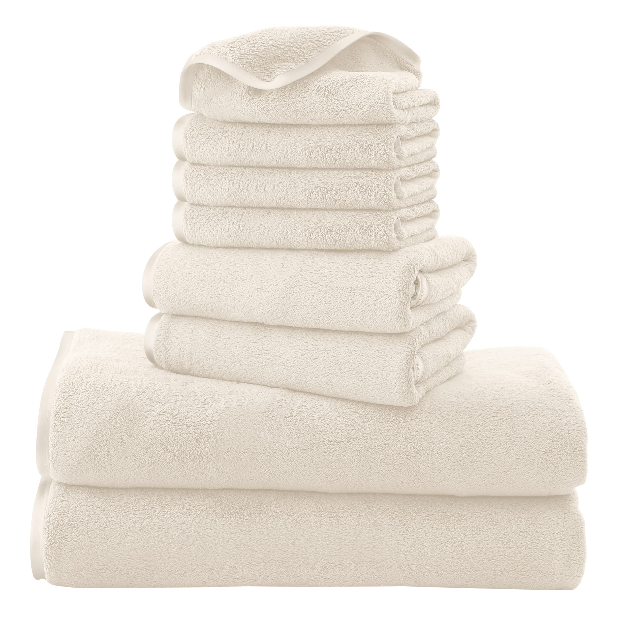 Cosy Family Microfiber 8-Piece Towel Set, 2 Bath Towels, 2 Hand Towels, and 4 Wash Cloths, Ultra Soft Highly Absorbent Towels for Bathroom, Gym, Hotel