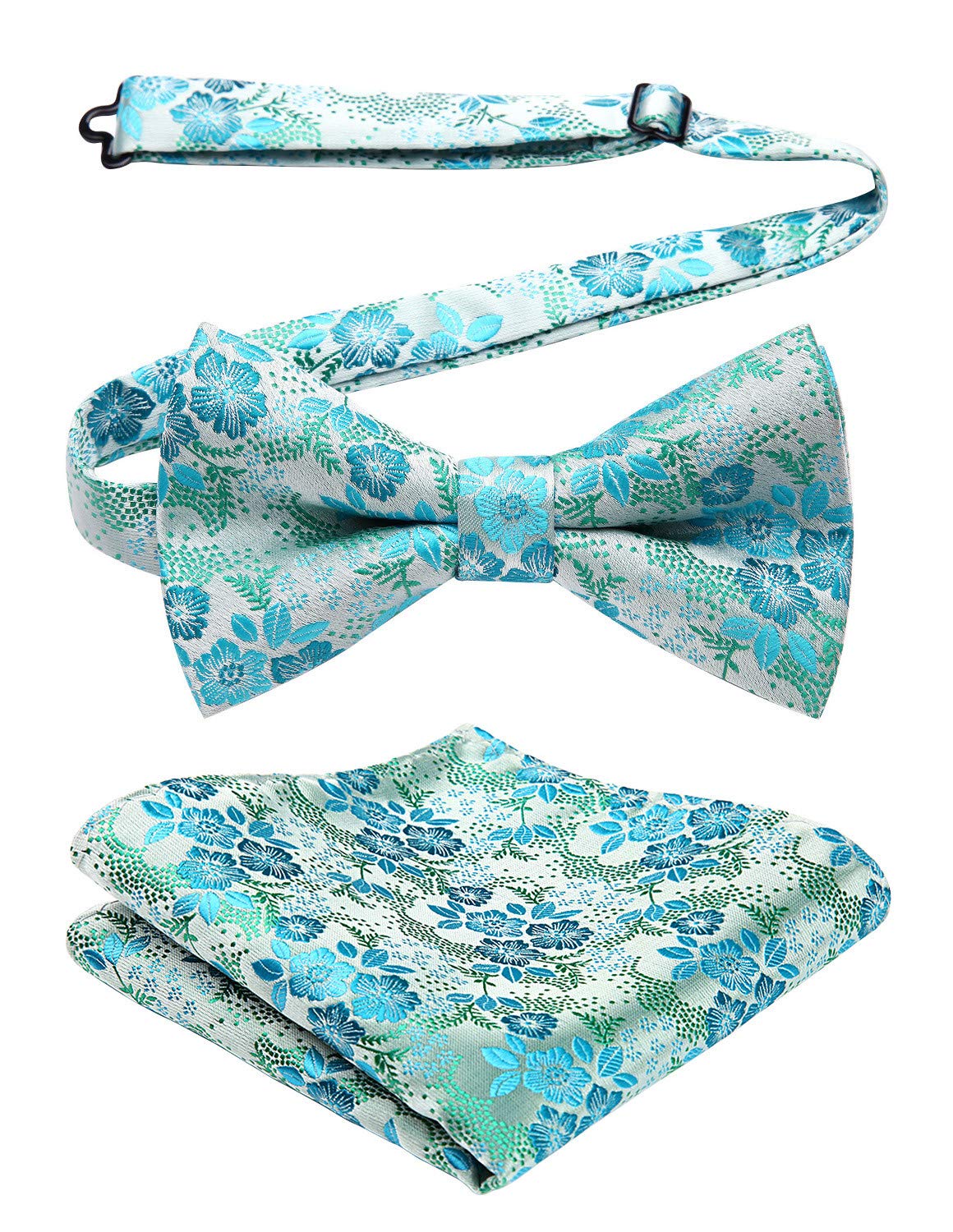 HISDERN Bow Ties for Men Paisley Floral Pre-tied Bowtie Pocket Square Set Men's Formal Bow Ties Wedding Party