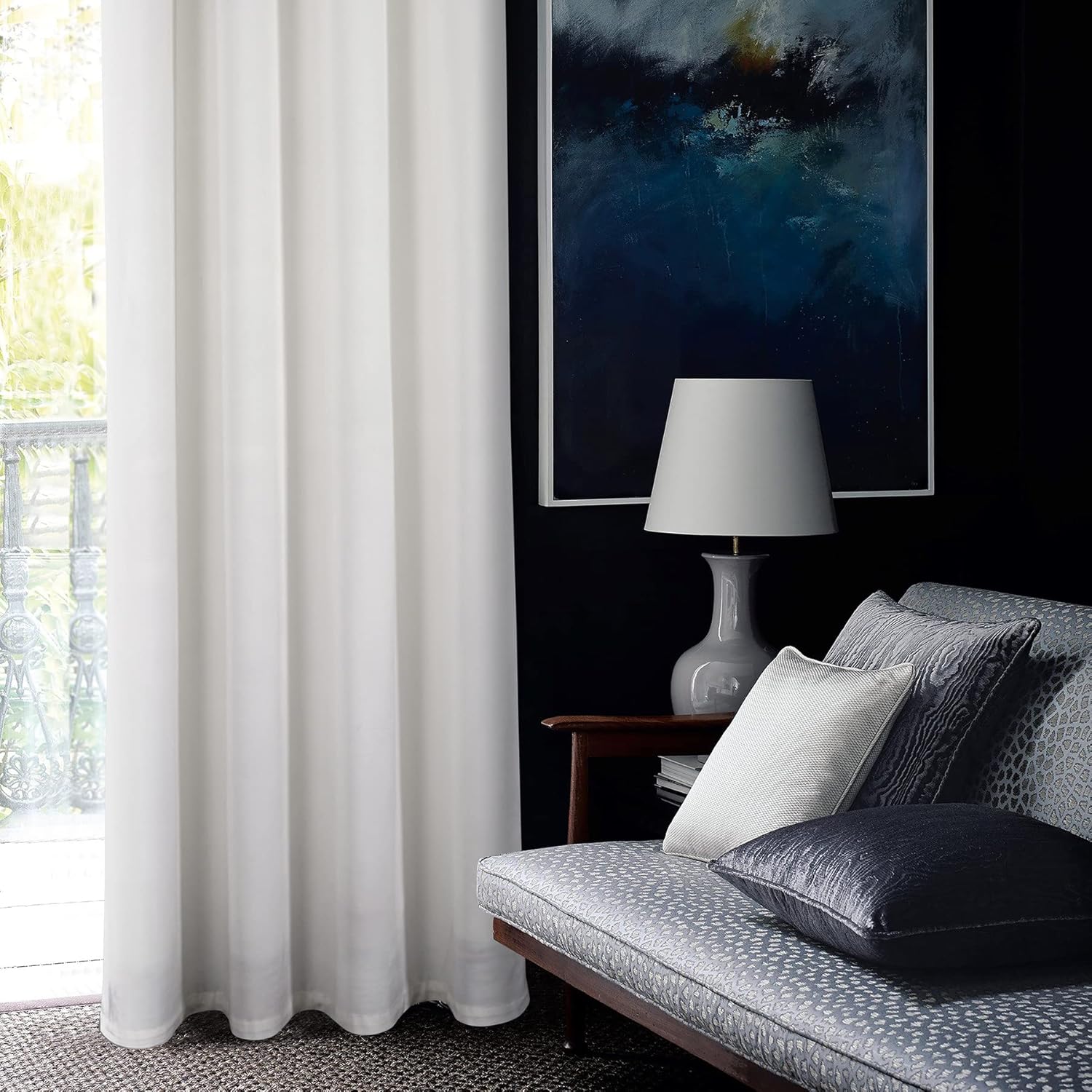 always4u White Soft Velvet Curtains Set of 2 100% Blackout Thermal Energy Saving Velour Curtians for Living Room Bedroom 52 * 108 Inches Long Curtains