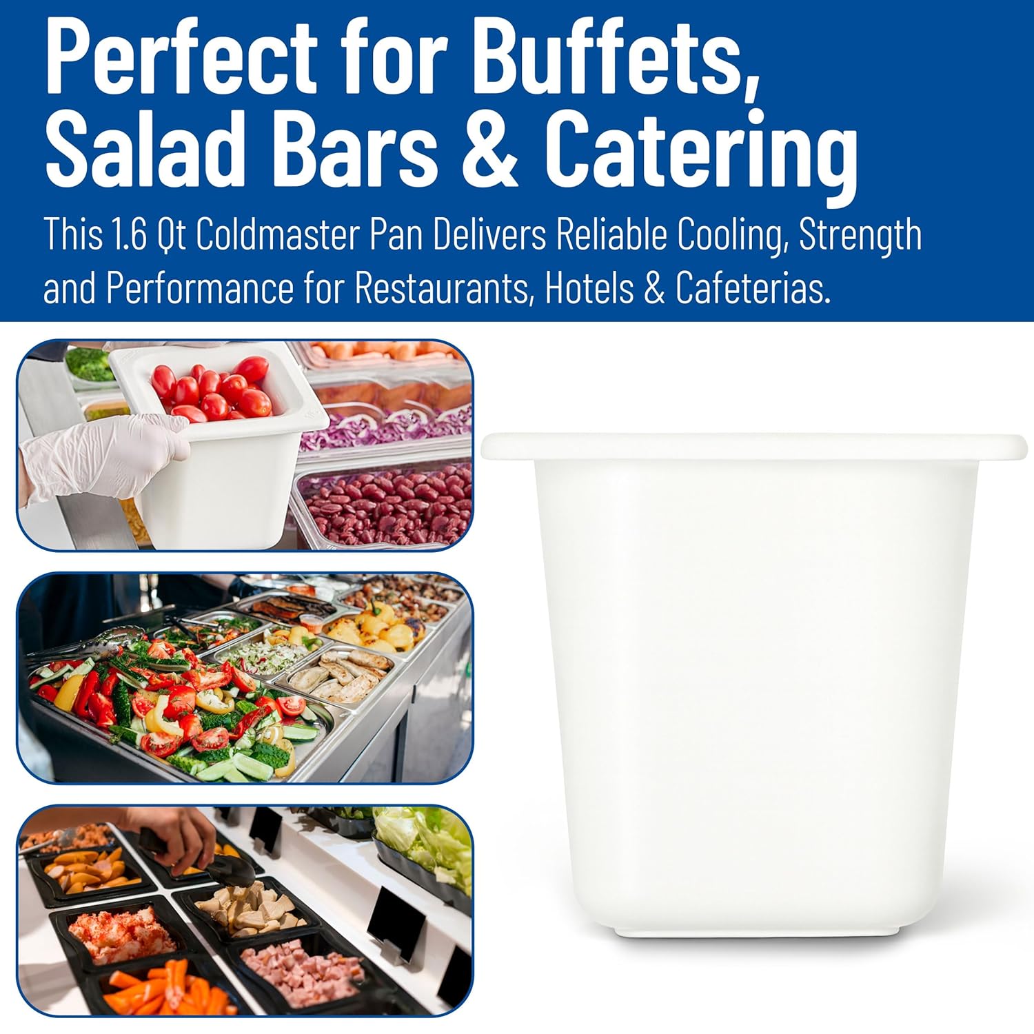 CFS CM110402 Coldmaster ABS Standard Sixth-Size Food Pan, 1.6 qt. Capacity, 6.84" x 6.25" x 5.91", White