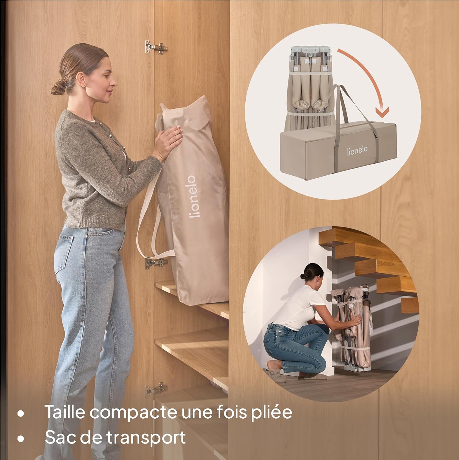 Image showing the folded playpen being stored in a carry bag.