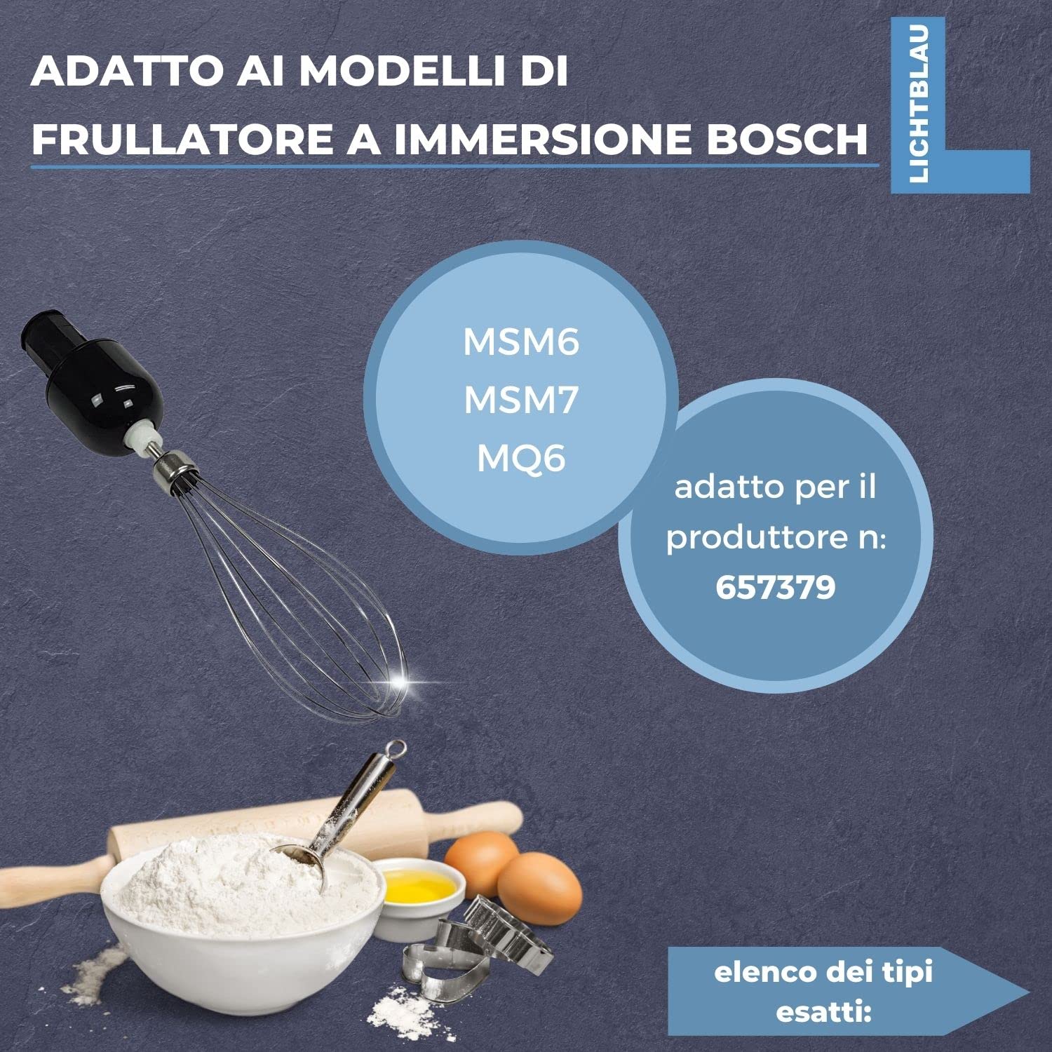 Frusta con innesto per frullatore a immersione Bosch, ad esempio: MSM6, MSM7, MQ6