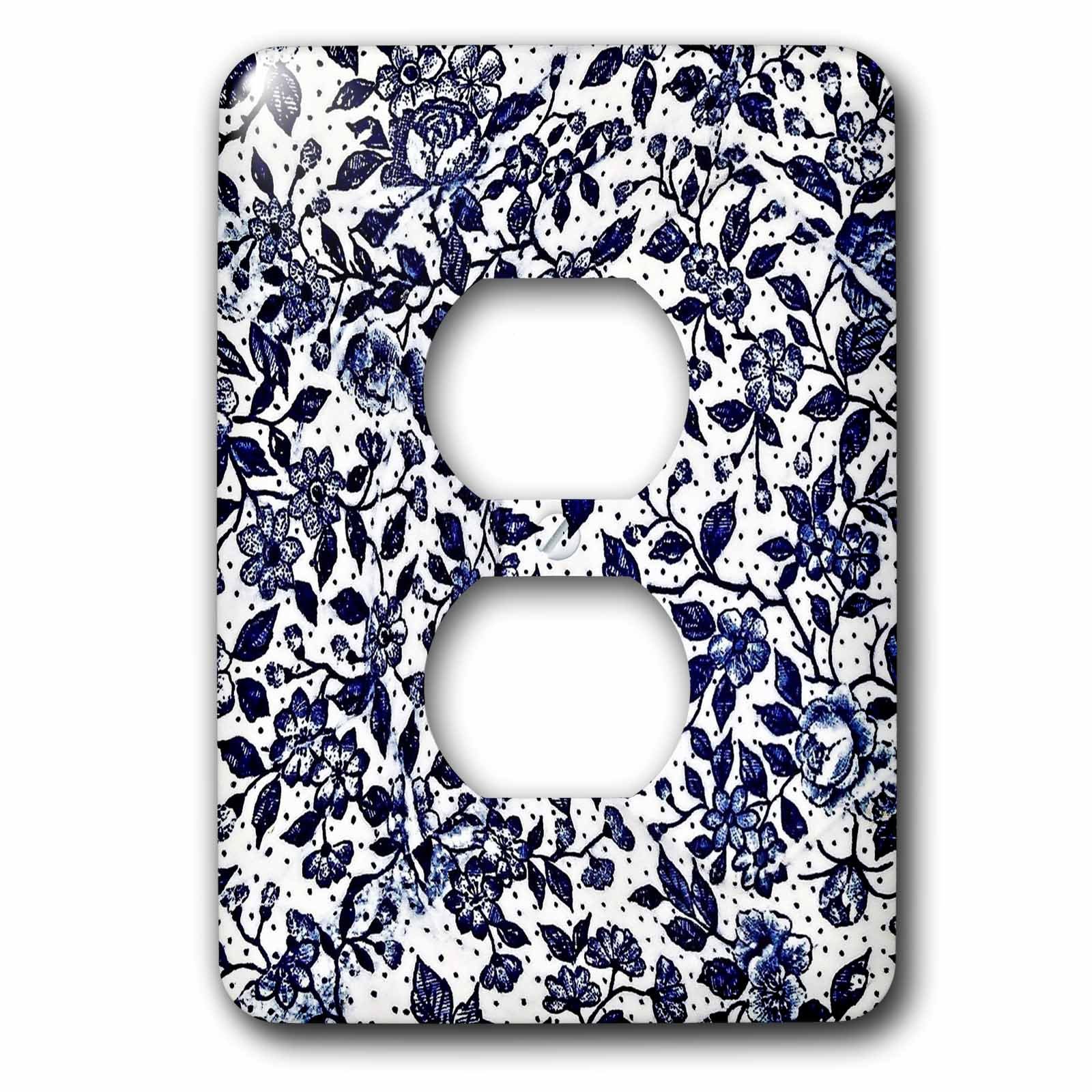 Funda para enchufe para renovar paredes con diseño floral azul