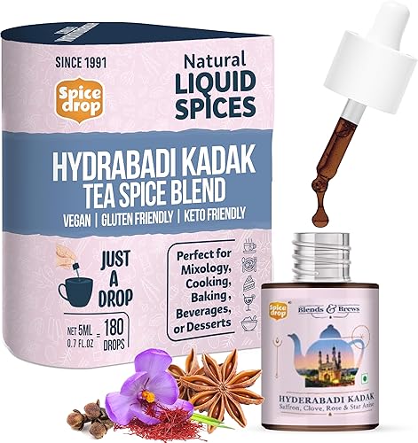 Spice Drop - Té, café, café con leche Calidad premium y rico aroma Auténtico extracto de especias indias Mezcla de especias puras sin color ni