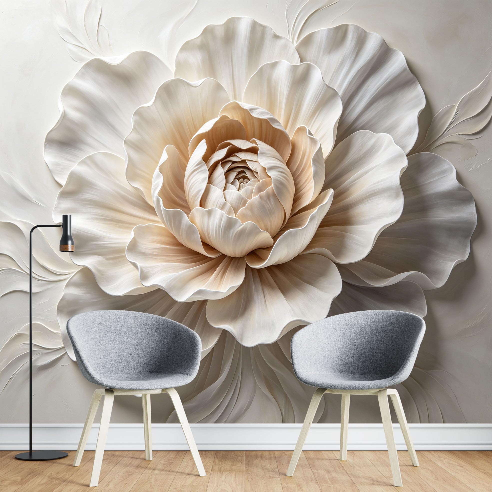 Papier Peint Photo Mural Intissé Grand Format À Motif Pivoine 450 x 320 cm 3D Élégant Motif Floral Décoration Fresque Murale Moderne pour Salon Ou Chambre.