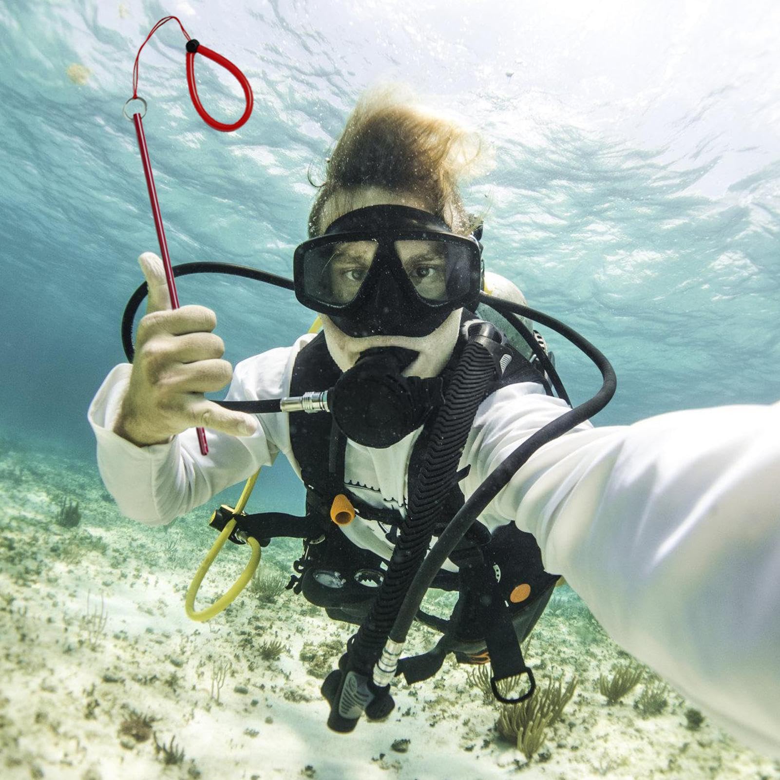 Creatore di rumore per immersioni, Creatore di rumore per immersioni | Asta per bastone da sub in lega di alluminio, aragosta, solletico, puntatore - Accessori per immersioni subacquee con bacchetta p