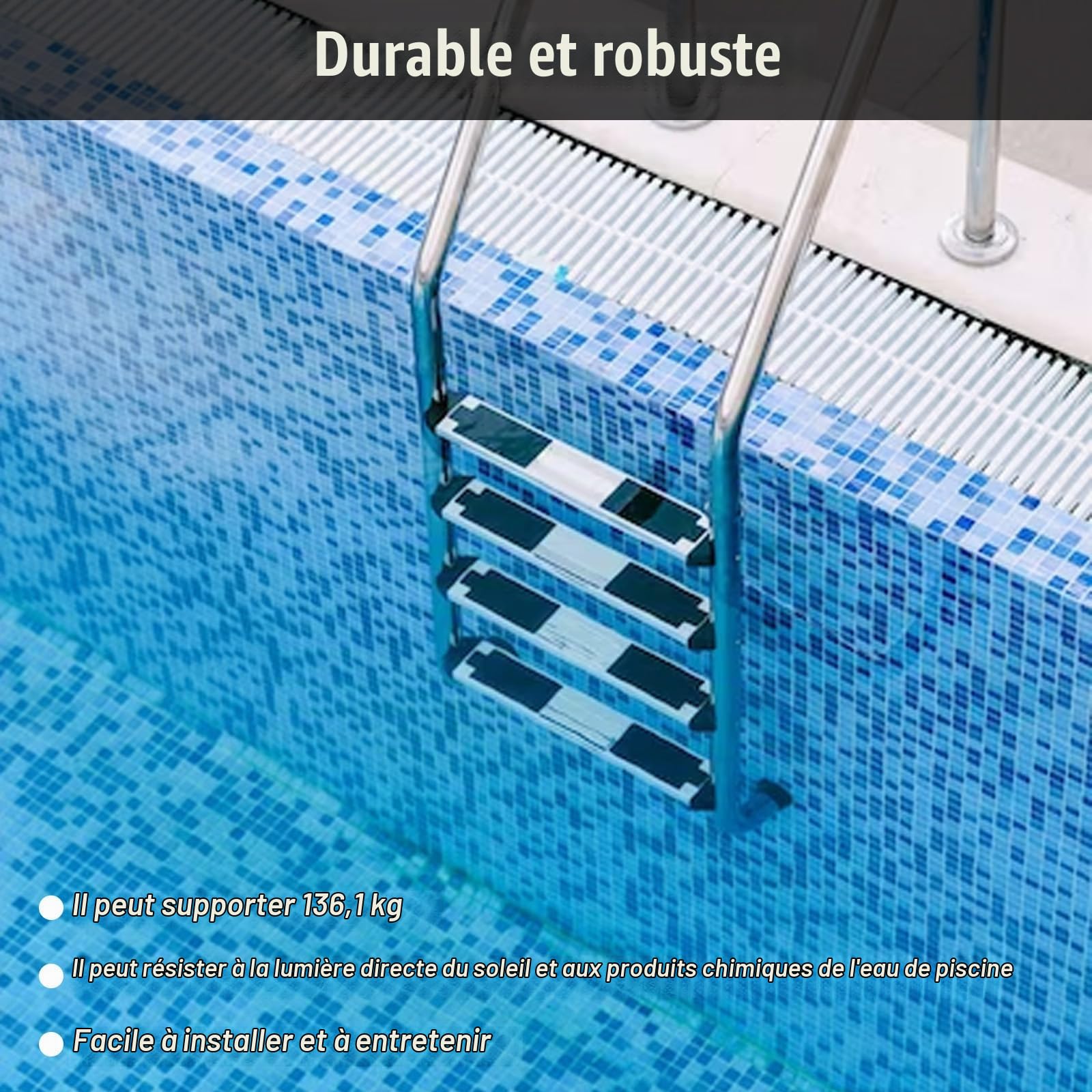 Marchepied de Rechange pour échelle de Piscine en Acier Inoxydable, Pédales D'échelle de Piscine avec Rembourrage en Caoutchouc Antidérapant et Vis, Pédale Antidérapante pour Piscine pour Piscines,Spa
