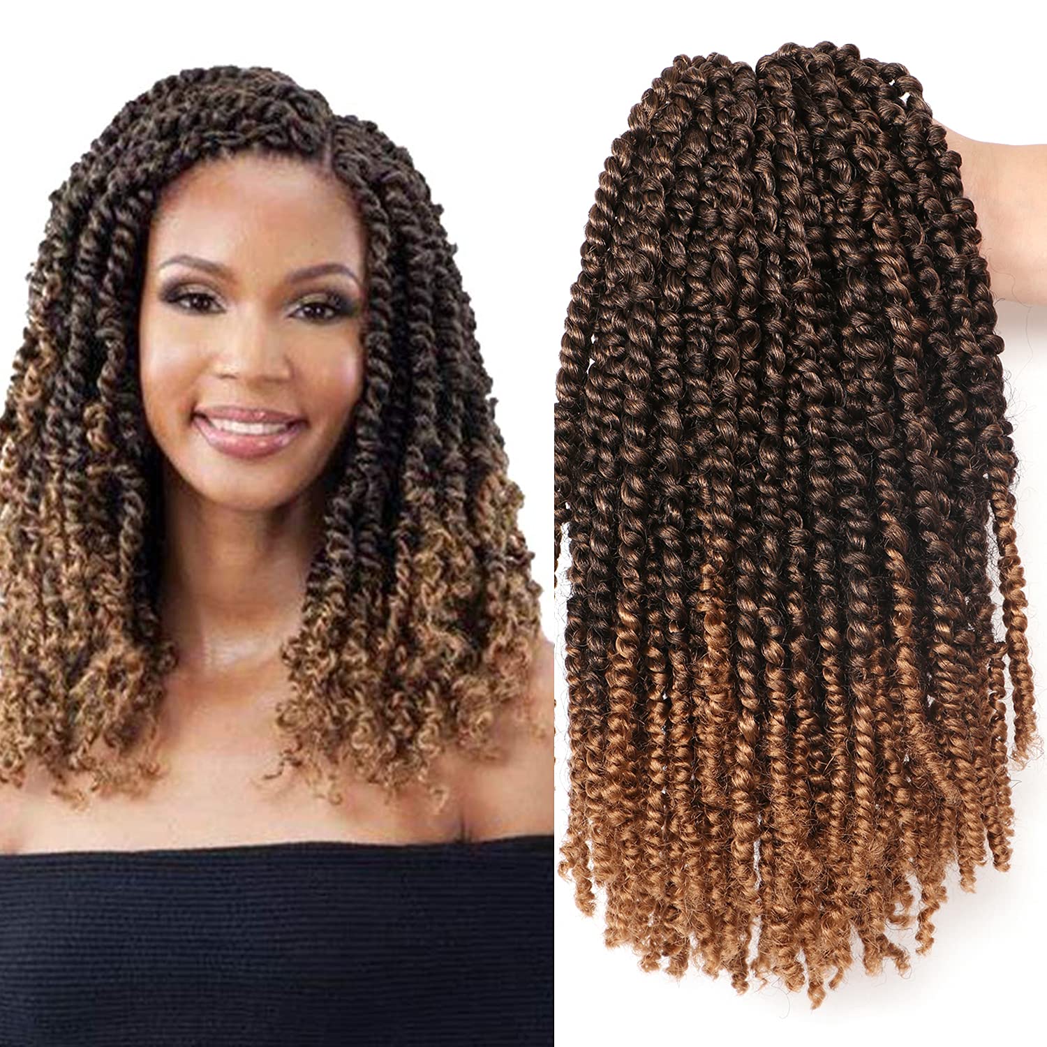 Hilos de pelo de 25,3 cm (10 pulgadas) para extensiones de cabello con trenzas africanas de cabello real (8 piezas), #T27