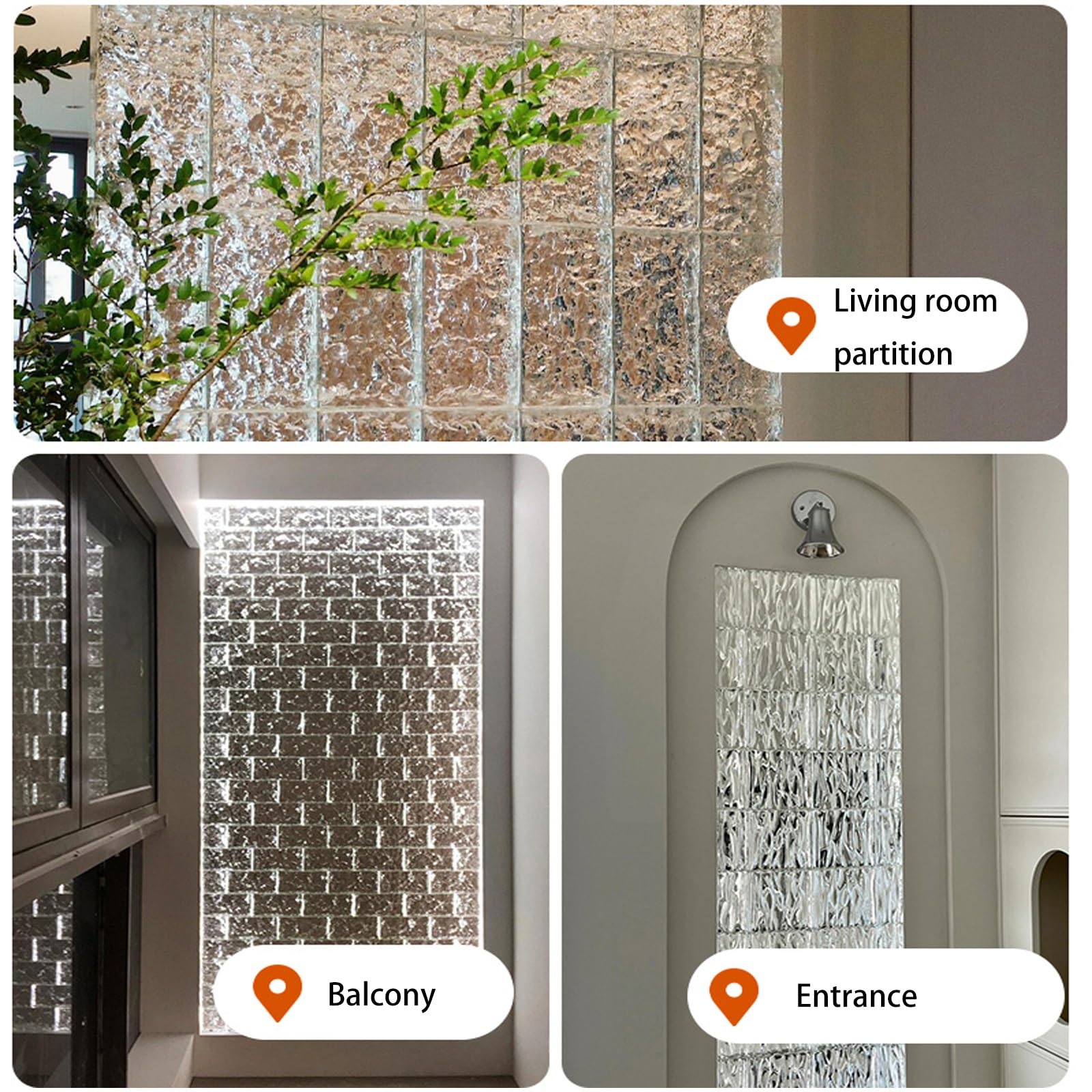 7.8 * 3.9 * 1.9in Glass Blocks ，Transparent Solid Glass Bricks，Decorative Partition Wall，for Room Divider Partition，Architectural Decoration，bar，Hotel(G)