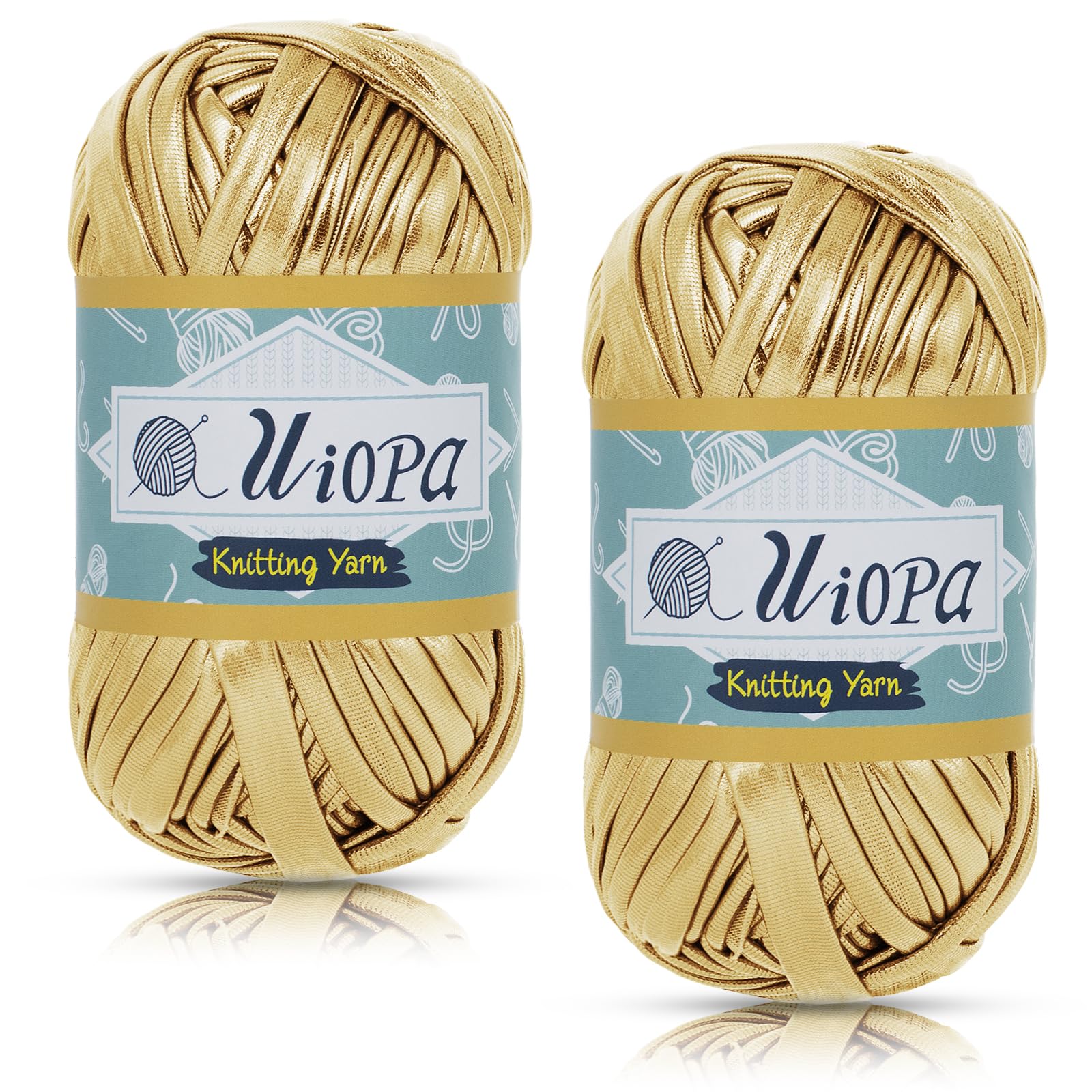 Uiopa Metallic T-Shirt Yarn, 2 x 100g(2 x 45m) Knitting Fabric Cloth Tshirt Yarn