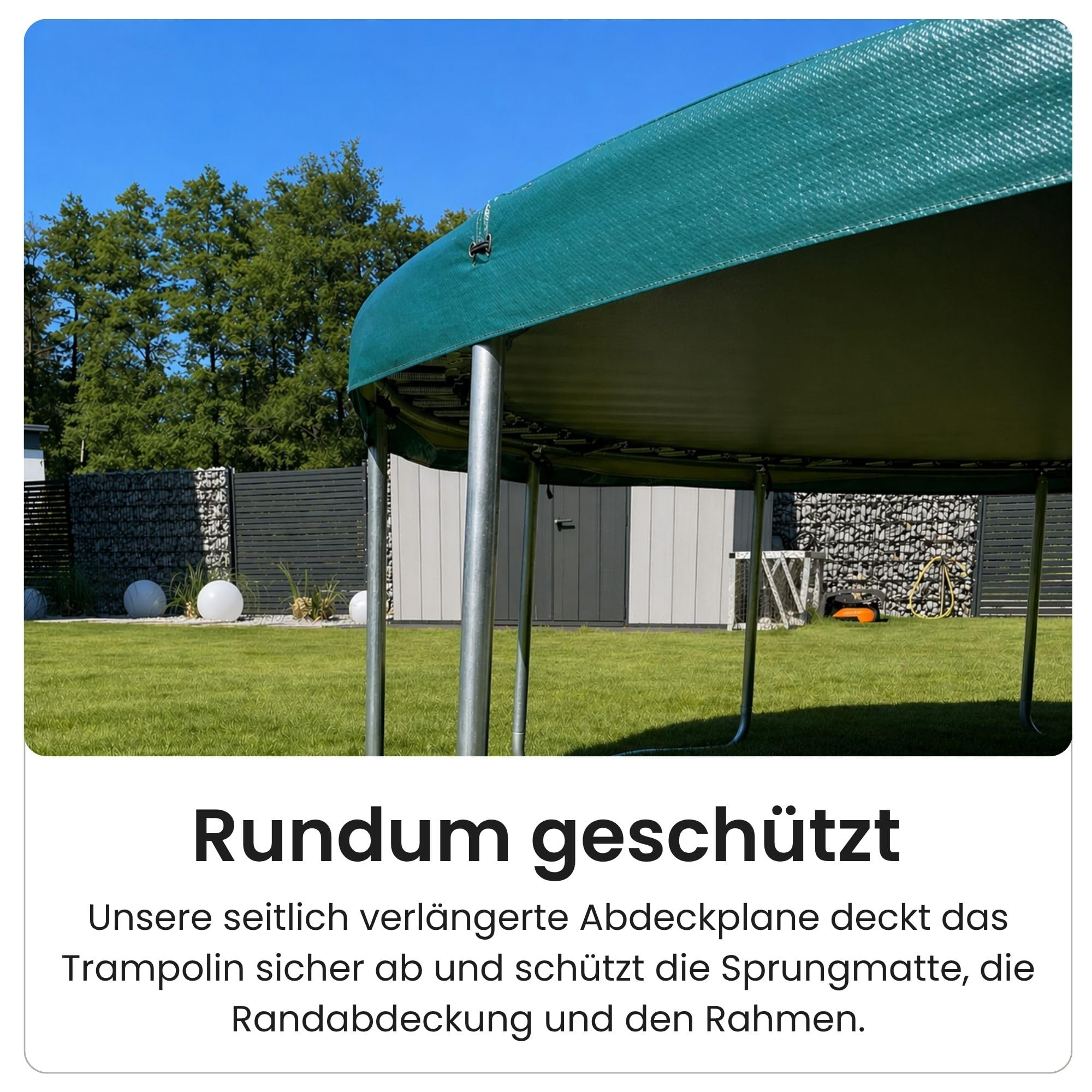 Zero Gravity Trampolin Abdeckplane für alle Ø 183/244/305/366/427 cm Trampoline - Inkl. Knebelbänder zur sicheren Befestigung - Dicke Schutzplane 180 g/m² schützt vor Witterungseinflüssen & Tieren