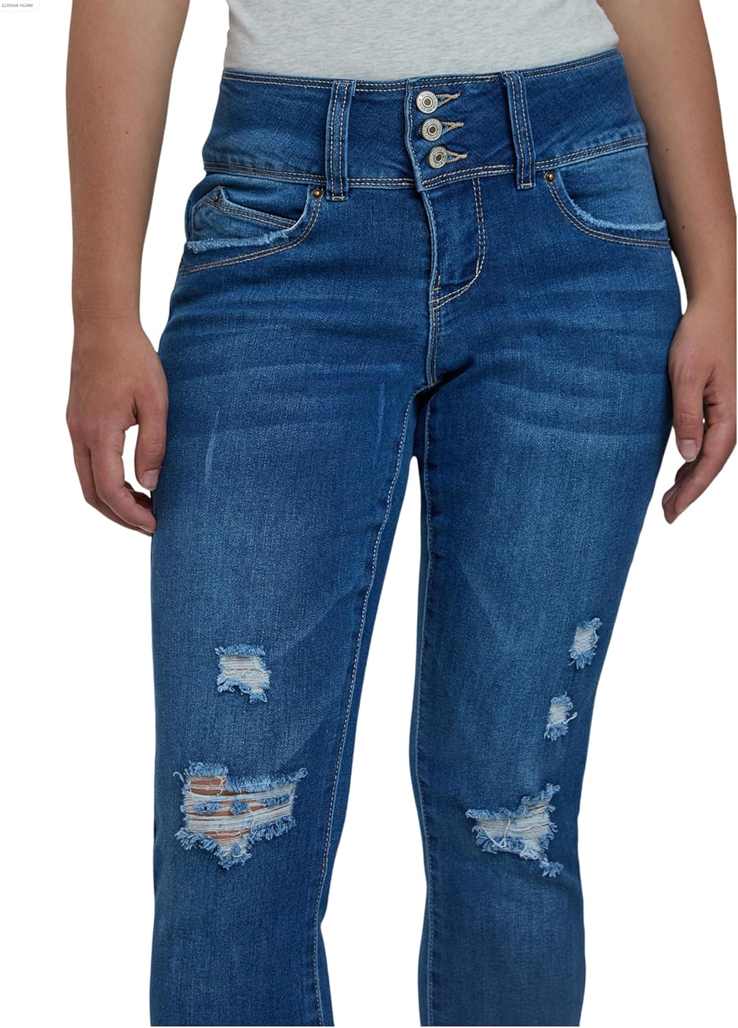 Royalty for Me Womens Royalty for Me Women's Petite Wannabettabutt 3 Button Skinny Ankle Sustainable Jean - Image 6